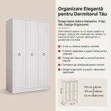 Dulap Haine Adore Hampton, 3 usi, Alb, 103x185x52 cm