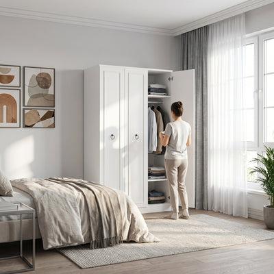 Dulap Haine Adore Hampton, 3 usi, Alb, 103 x 185 x 52 cm