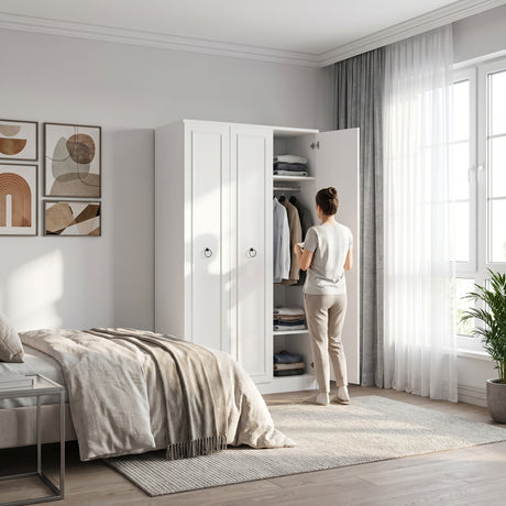 Dulap Haine Adore Hampton, 3 usi, Alb, 103x185x52 cm