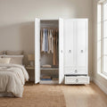 Dulap Haine Adore Hampton, 4 usi si 2 sertare, Alb, 140x185x52 cm, imagine suplimentara