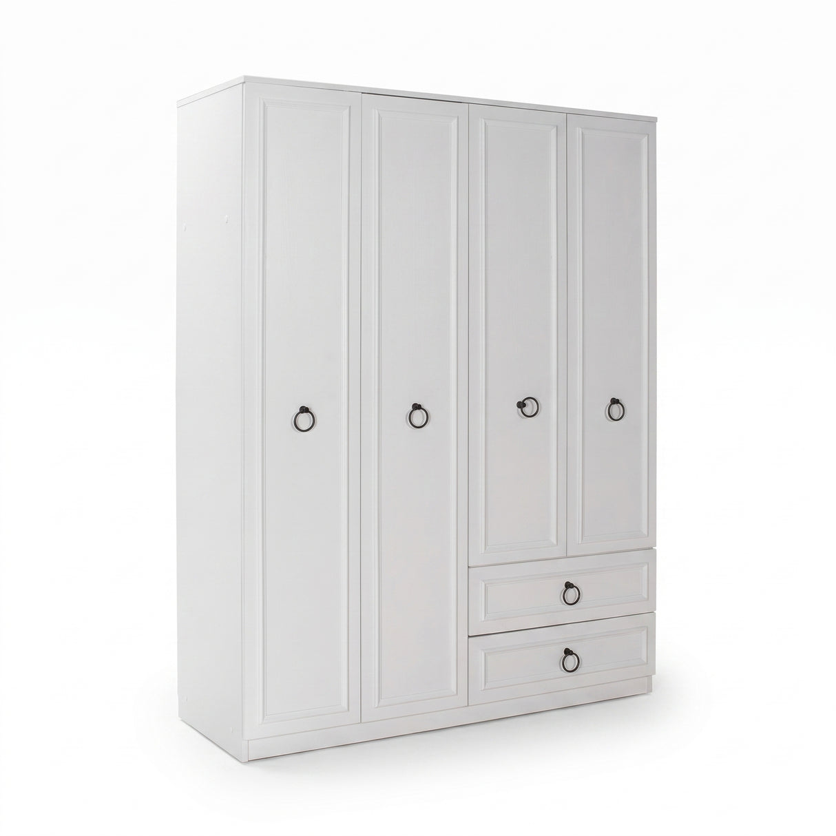 Dulap Haine Adore Hampton, 4 usi si 2 sertare, Alb, 140x185x52 cm