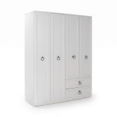 Dulap Haine Adore Hampton, 4 usi si 2 sertare, Alb, 140 x 185 x 52 cm