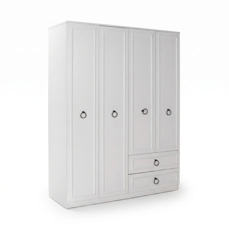 Dulap Haine Adore Hampton, 4 usi si 2 sertare, Alb, 140 x 185 x 52 cm