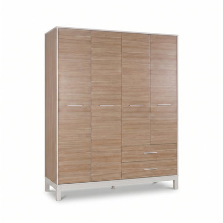 Dulap Haine Adore London, 4 usi si 2 sertare, Alb - Stejar, 159 x 202 x 52 cm