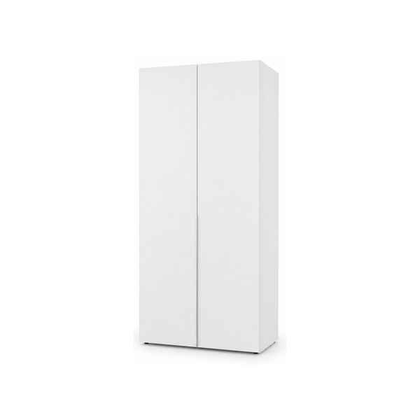 Dulap Haine Adore Oryana cu 2 usi si 5 rafturi, Alb - Nuc, 90x210x62 cm