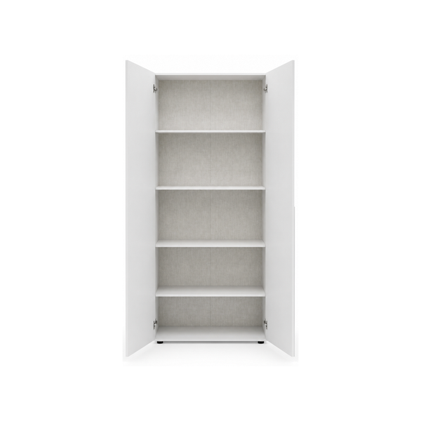 Dulap Haine Adore Oryana cu 2 usi si 5 rafturi, Alb - Nuc, 90x210x62 cm