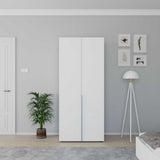 Dulap Haine Adore Oryana cu 2 usi si 5 rafturi, Alb - Nuc, 90x210x62 cm - Alb