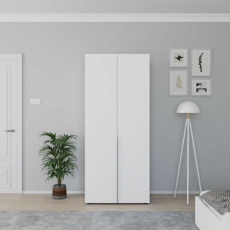 Dulap Haine Adore Oryana cu 2 usi si 5 rafturi, Alb - Nuc, 90x210x62 cm