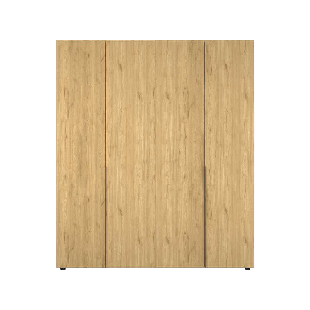 Dulap Haine Adore Oryana cu 4 usi cu rafturi si umerasi, 180x210x62 cm - Stejar