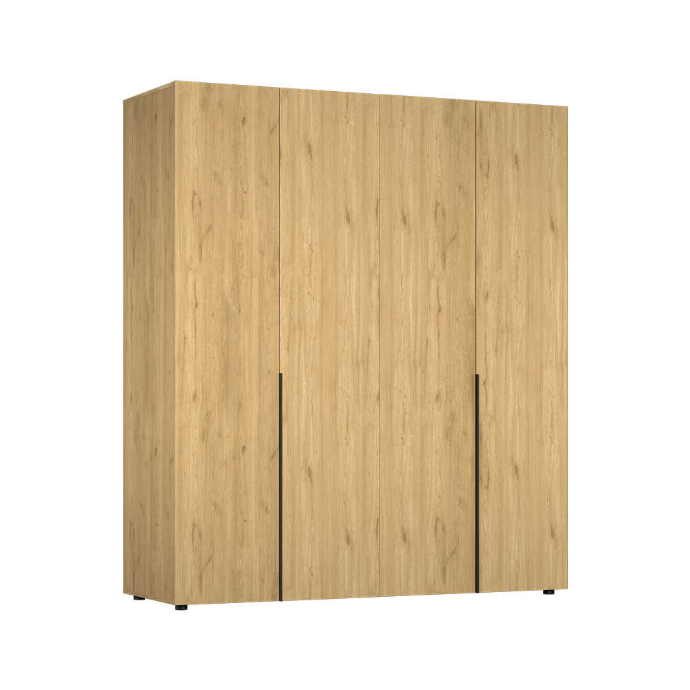 Dulap Haine Adore Oryana cu 4 usi cu rafturi si umerasi, 180x210x62 cm - Stejar
