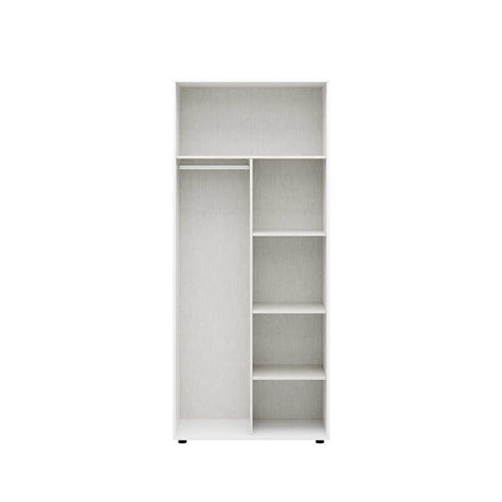 Dulap Haine Adore Oryana cu 5 rafturi si umeras, Alb - Nuc, 90x210x62 cm
