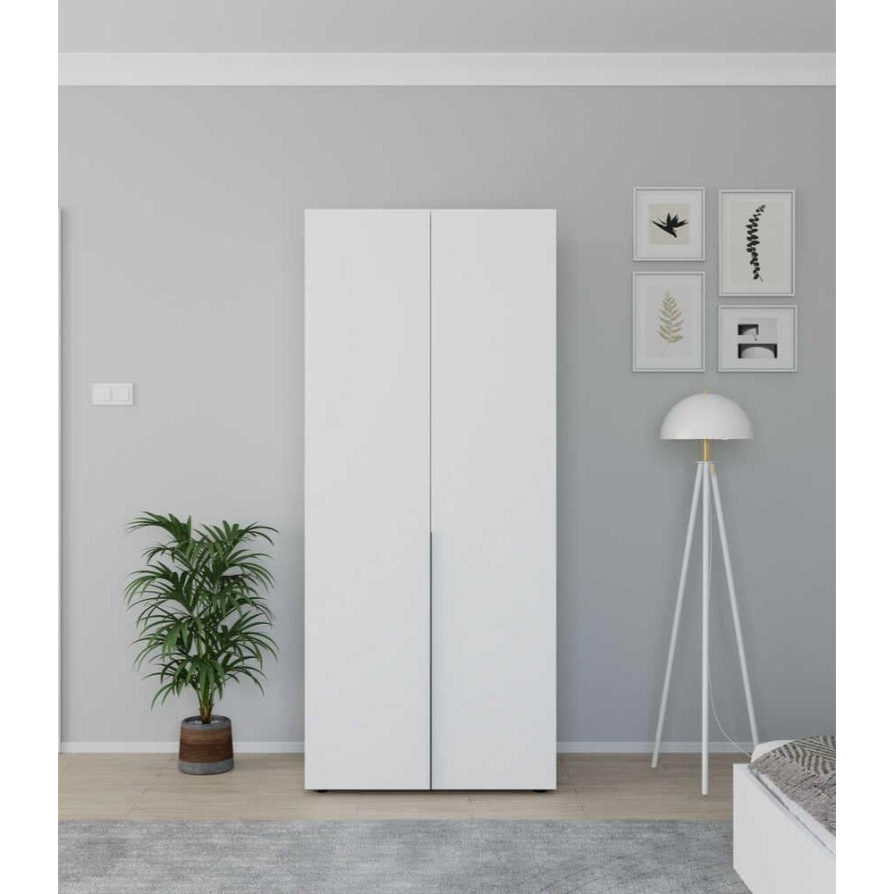 Dulap Haine Adore Oryana cu 2 usi si umeras, Alb - Nuc, 90x210x62 cm - Alb