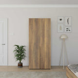 Dulap Haine Adore Oryana cu 2 usi si umeras, Alb - Nuc, 90x210x62 cm - Nuc