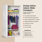 Dulap Haine Adore Slide Compact, 2 usi glisante, 94x182x52 cm - Alb