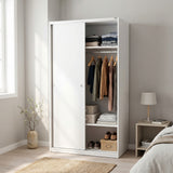 Dulap Haine Adore Slide Compact, 2 usi glisante, 94x182x52 cm - Alb