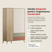 Dulap Haine Adore Tiffany, 3 usi, 2 sertare, Multicolor, 121x200x54 cm, detaliu produs