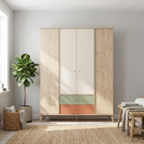Dulap Haine Adore Tiffany, 4 usi, 2 sertare, Multicolor, 162 x 200 x 54 cm