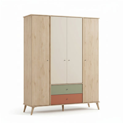 Dulap Haine Adore Tiffany, 4 usi, 2 sertare, Multicolor, 162x200x54 cm, perspectiva suplimentara