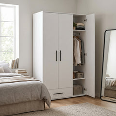 Dulap Haine Adore Trendline, 3 usi, 1 sertar, Alb - Stejar, 103x187x52 cm