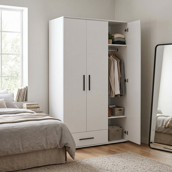 Dulap Haine Adore Trendline, 3 usi, 1 sertar, Alb - Stejar, 103x187x52 cm