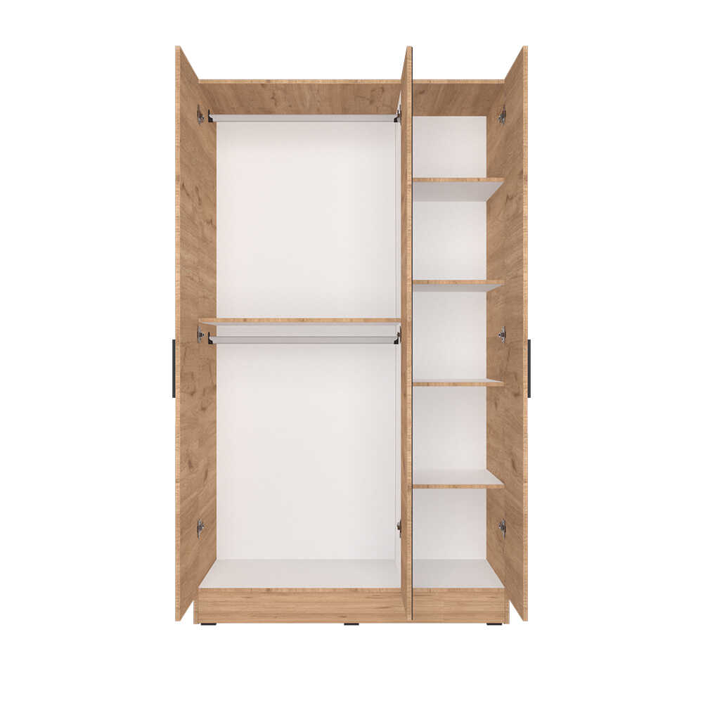 Dulap Haine Adore Trendline cu 3 usi si oglinda, Alb - Stejar, 120x207x53 cm - Stejar