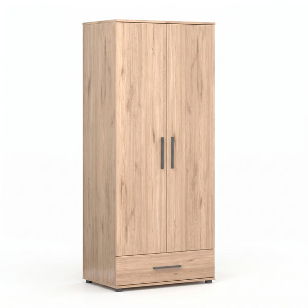 Dulap Haine Adore Trendline cu 2 usi si sertar, Stejar, 80x187x52 cm