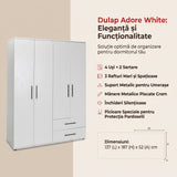 Dulap Haine Adore White, 4 usi si 2 sertare, Alb, 137x187x52 cm