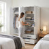 Dulap Haine Adore White, 4 usi si 2 sertare, Alb, 137x187x52 cm, imagine suplimentara