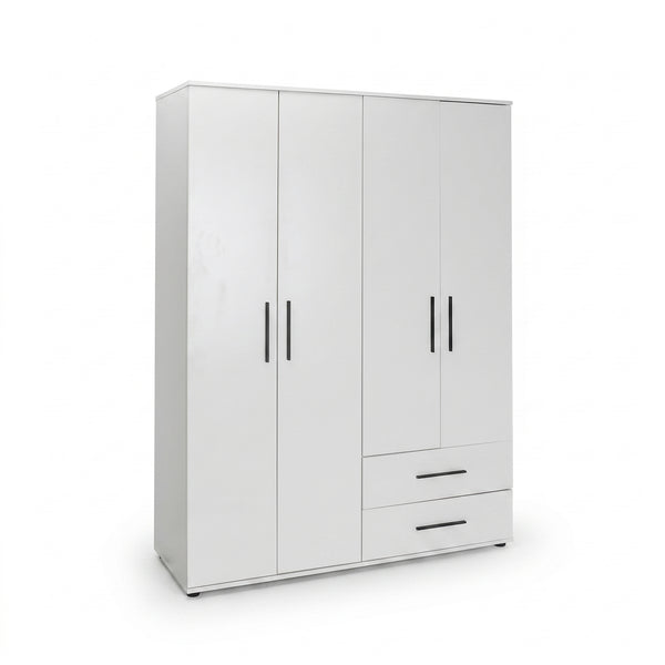 Dulap Haine Adore White, 4 usi si 2 sertare, Alb, 137x187x52 cm