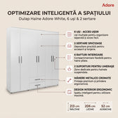 Dulap Haine Adore, 6 usi, 2 sertare, Alb, 206 x 213 x 52 cm