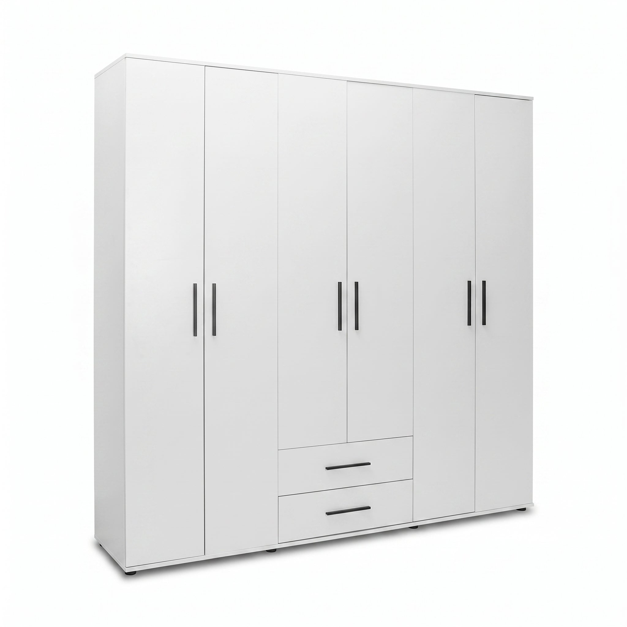 Dulap Haine Adore White, 6 usi, 2 sertare, Alb, 206x213x52 cm