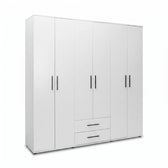 Dulap Haine Adore White, 6 usi, 2 sertare, Alb, 206 x 213 x 52 cm
