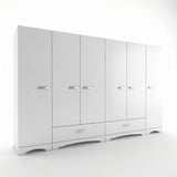Dulap Haine Dormitor Ema 6 usi si 2 sertare, Alb - Nuc Alb, 243x181x48 cm - Alb