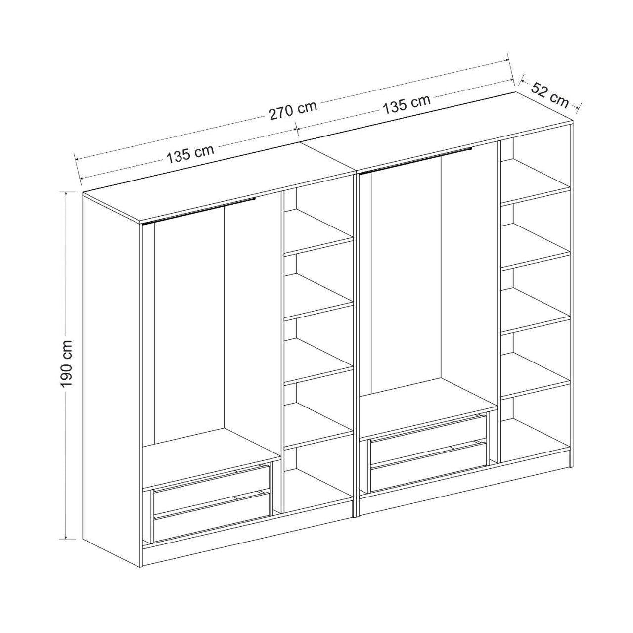 Dulap Haine Kale - 4940, Gri, 270x190x52 cm – Adore Home