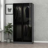 Dulap Haine Kale Glass - 210, Negru, 90x210x52 cm