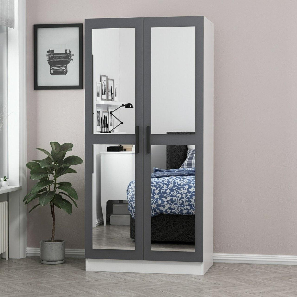 Dulap Haine Kale Mirror - 210, Gri, 90x210x52 cm