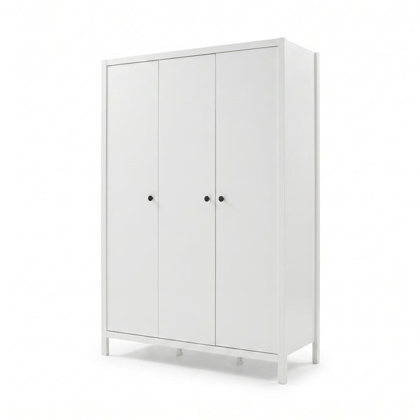 Dulap Haine MDF Adore Rustic, cu 3 usi si umarase, 6 rafturi, Alb, 125x196x54 cm