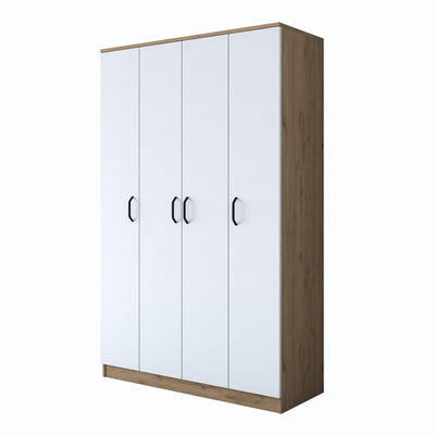 Dulap Haine Totem 4 usi cu 2 bare de umeras, Nuc, 120 x 191 x 47 cm