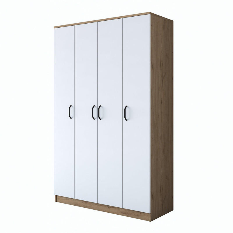 Dulap Haine Totem 4 usi cu 2 bare de umeras, Nuc, 120 x 191 x 47 cm
