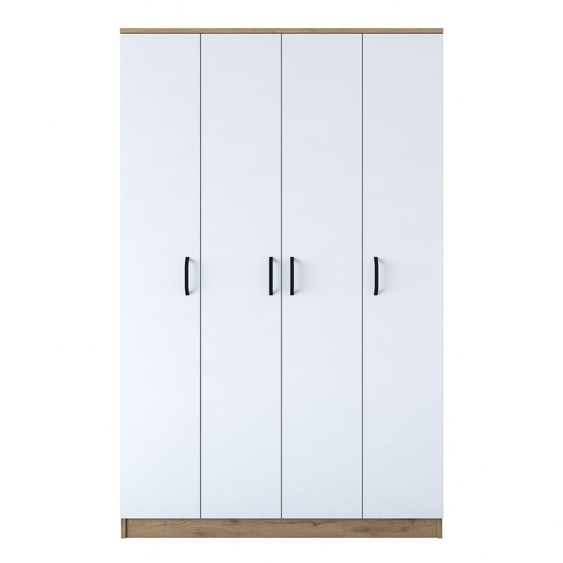Dulap Haine Totem 4 usi cu 2 bare de umeras, Nuc, 120 x 191 x 47 cm