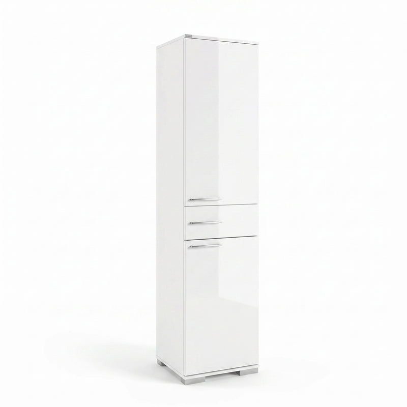 Dulap Multifunctional Adore Diamond, 2 usi, 1 sertar, Alb Lucios, 45 x 187 x 40 cm