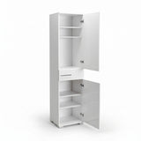 Dulap Multifunctional Adore Diamond, 2 usi, 1 sertar, Alb Lucios, 45x187x40 cm