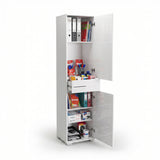 Dulap Multifunctional Adore Diamond, 2 usi, 1 sertar, Alb Lucios, 45x187x40 cm
