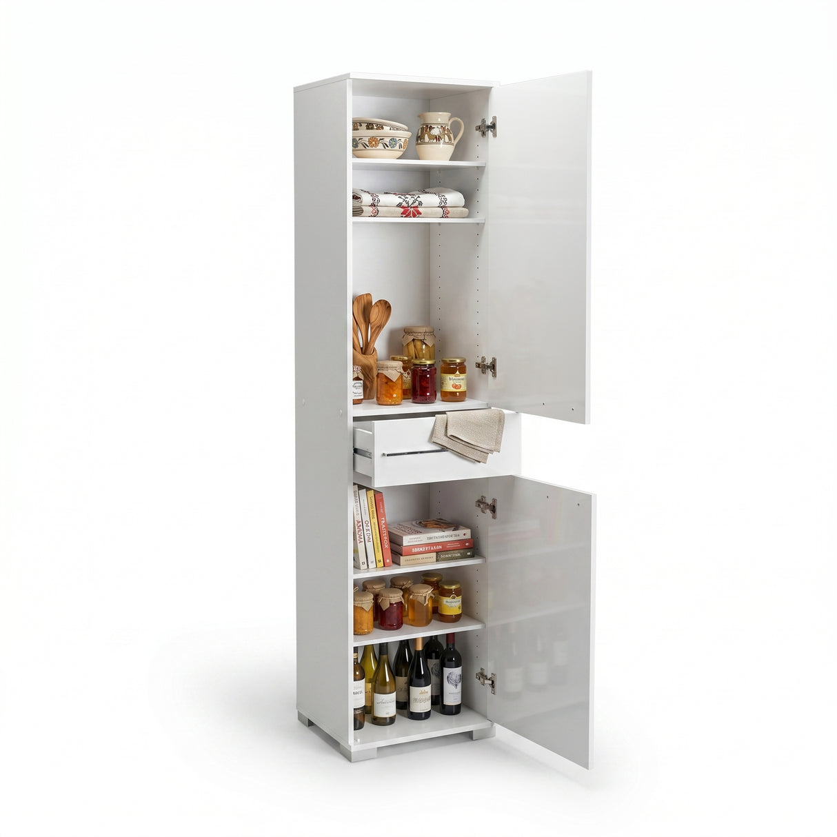 Dulap Multifunctional Adore Diamond, 2 usi, 1 sertar, Alb Lucios, 45x187x40 cm