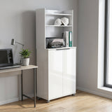 Dulap Multifunctional Adore Diamond, 2 usi, 6 rafturi, cu rotile, Alb Lucios, 73x172x36 cm