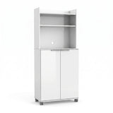 Dulap Multifunctional Adore Diamond, 2 usi, 6 rafturi, cu rotile, Alb Lucios, 73x172x36 cm