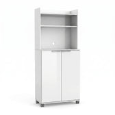 Dulap Multifunctional Adore Diamond, 2 usi, 6 rafturi, cu rotile, Alb Lucios, 73 x 172 x 36 cm