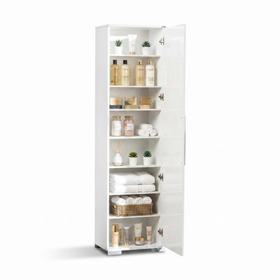 Dulap Multifunctional Adore Diamond, 8 rafturi, Usa reversibila, Alb 50 x 187 x 35 cm