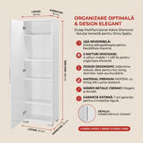 Dulap Multifunctional Adore Diamond, Usa reversibila, 5 rafturi, Alb, 45 x 169 x 32 cm