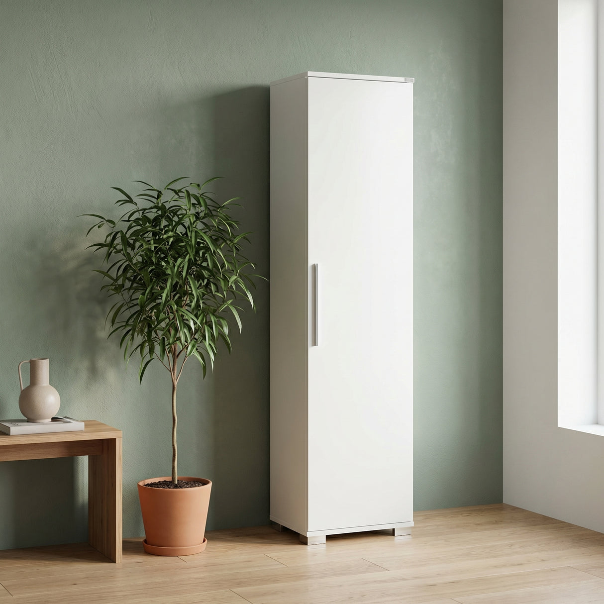 Dulap Multifunctional Adore Diamond, Usa reversibila, 5 rafturi, Alb, 45 x 169 x 32 cm